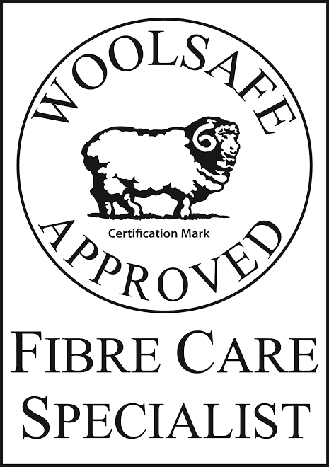 WoolSafe Approved Fibre Care Specialist certification mark held by our master technician